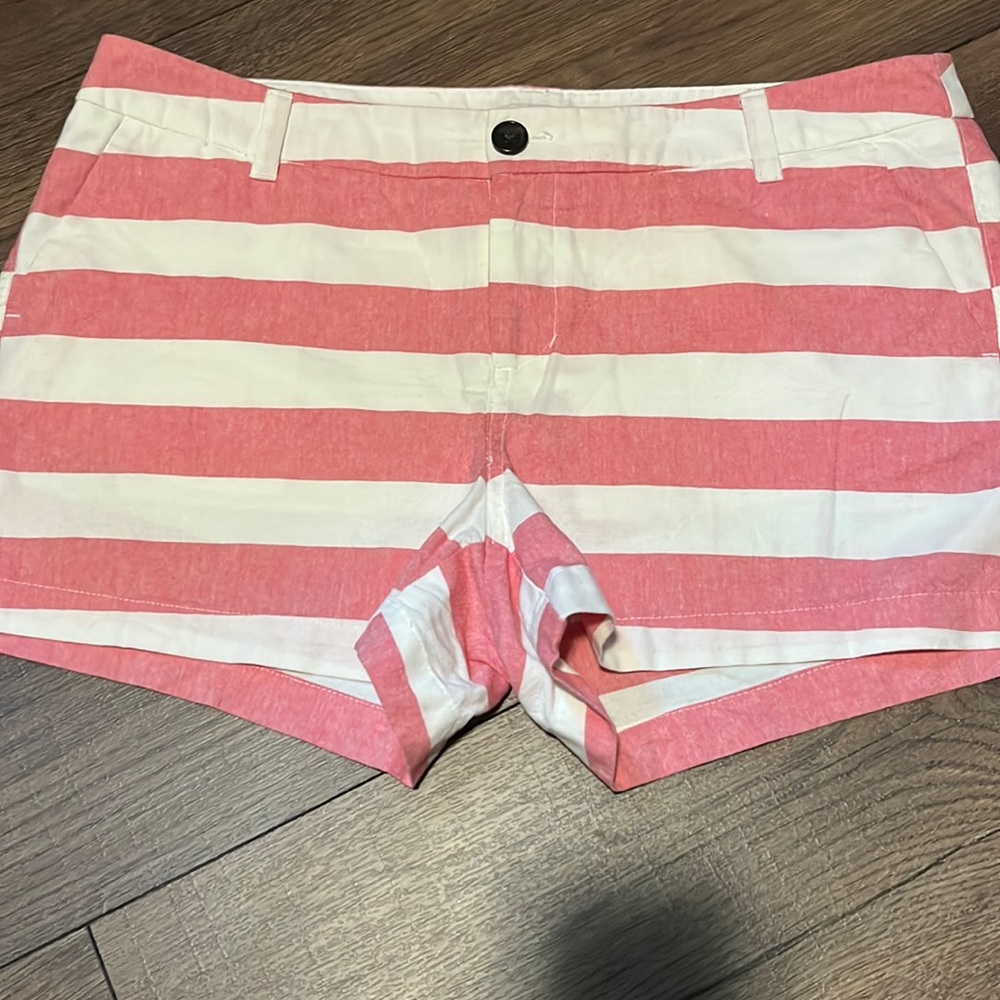Merona coral and white striped shorts